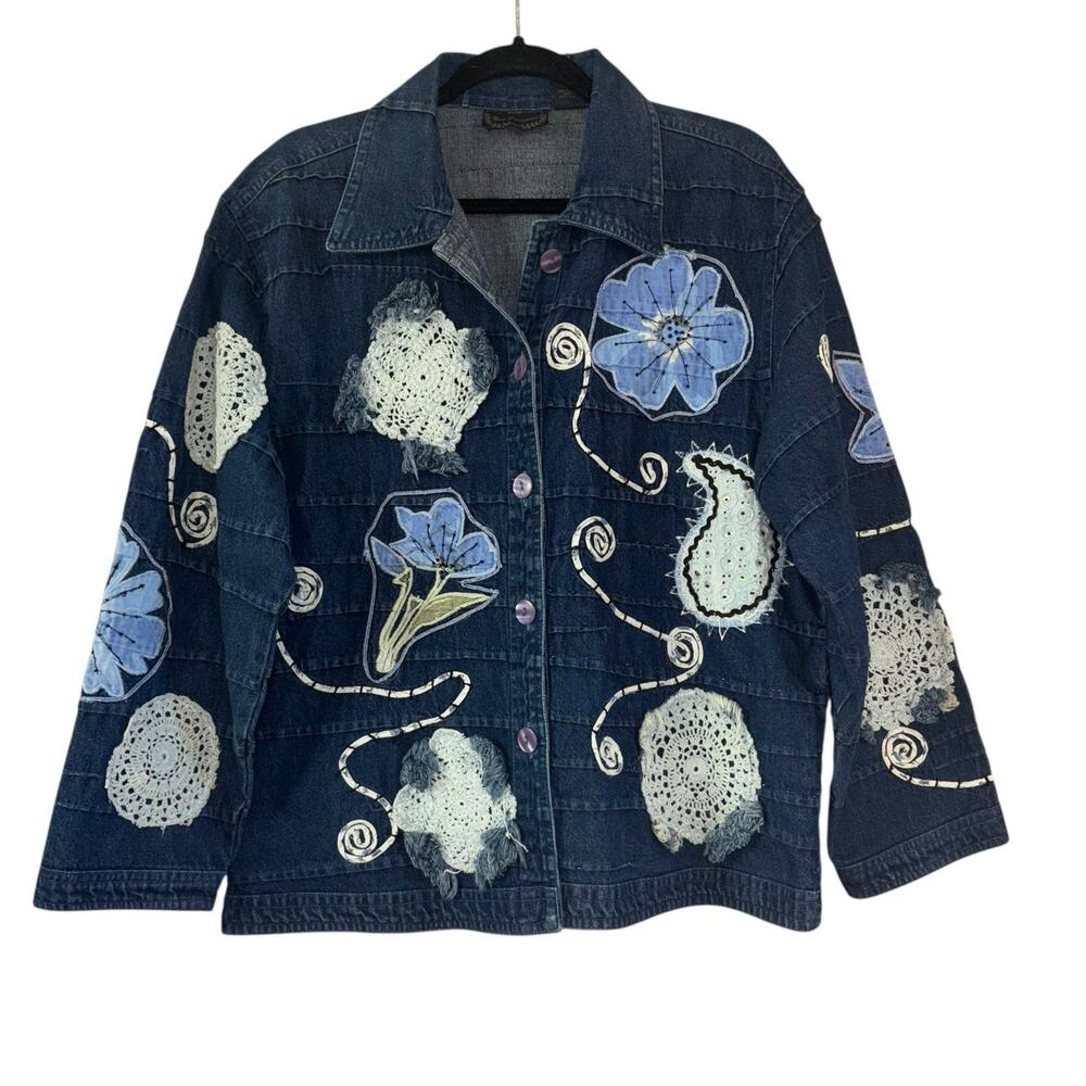 New Direction Denim Crochet Cottagecore Prairie Jacket Women’s M Coquette Jeans